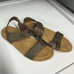 Khomu Brown and Tan Velcro Sandals
